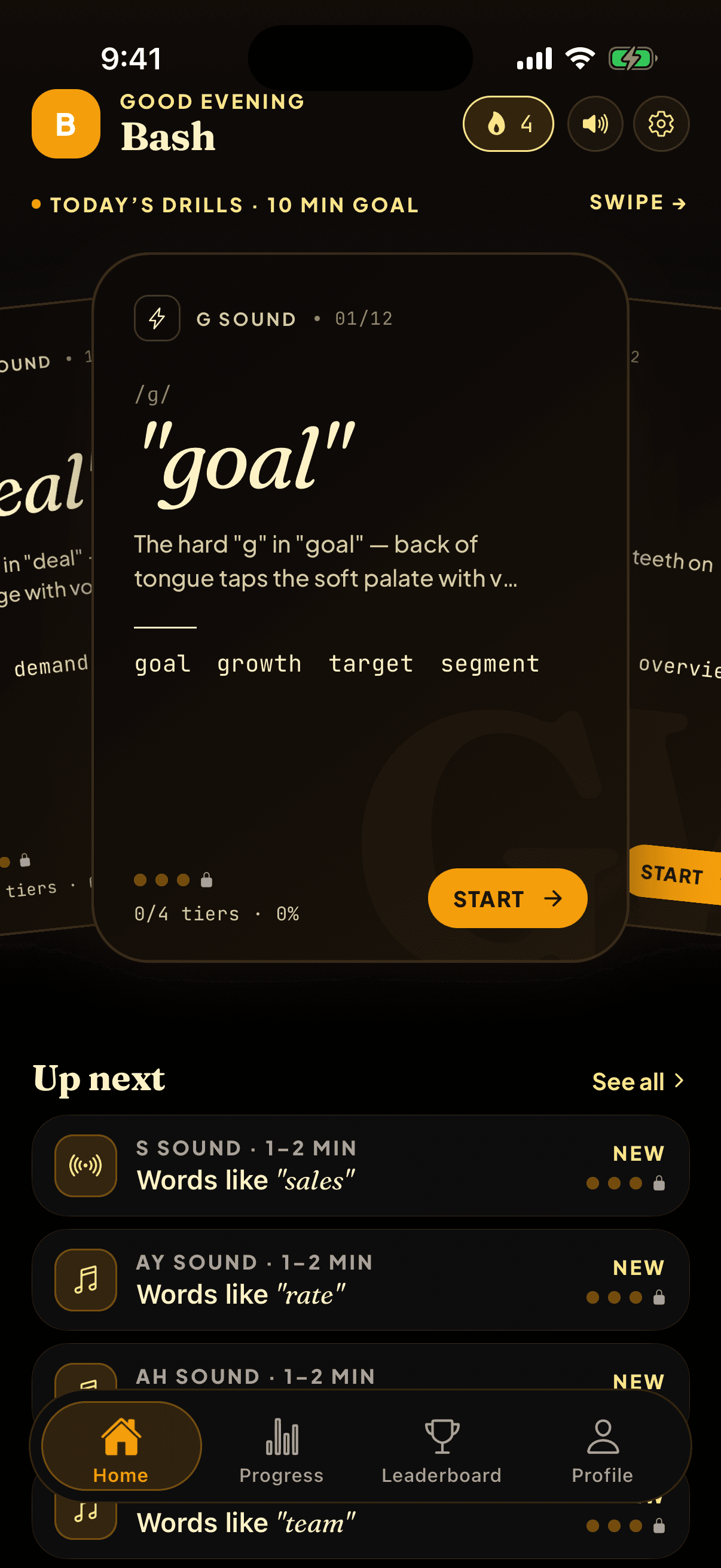 DuoAccent home — today's drill cards